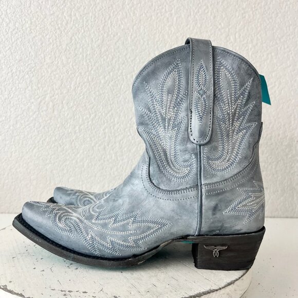 Lane LEXINGTON Womens Cowboy Bootie 6 Blue Western Cowgirl Short Boots Snip Toe - Picture 4 of 11